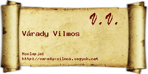 Várady Vilmos névjegykártya